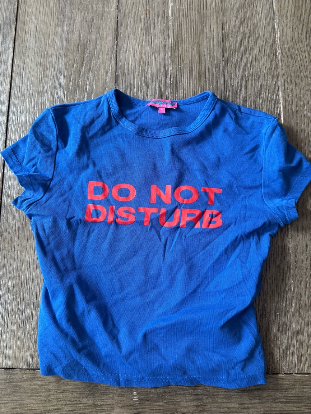 Edikted Royal Blue Short Sleeve Tee with Red Graphic